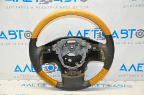 Naked steering wheel Lexus RX350 RX450h 10-15 black leather light wood, no buttons, scratches