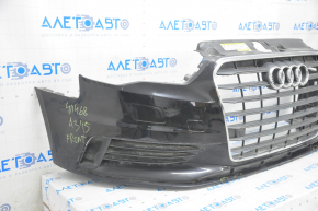 Front bumper assembly Audi A3 8V 15-16 for parking sensors, black, with radiator grille, with parking sensors, with TV cover, with wiring, pressed