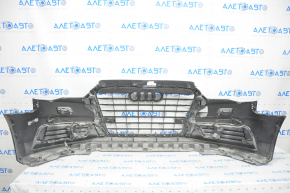 Front bumper assembly Audi A3 8V 15-16 for parking sensors, black, with radiator grille, with parking sensors, with TV cover, with wiring, pressed