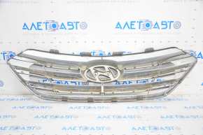 Radiator grill assembly Hyundai Santa FE Sport 17-18 rest, without camera, chrome, sand
