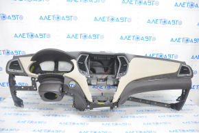 Torpedo front panel with AIRBAG Hyundai Santa FE Sport 13-18 dark brown + beige, dark wood inserts