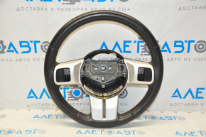 Naked steering wheel Jeep Compass 11-16 leather black, with pads, dents on leather, bumps, broken fragment