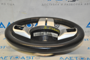 Naked steering wheel Jeep Compass 11-16 leather black, with pads, dents on leather, bumps, broken fragment