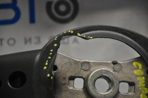 Naked steering wheel Jeep Compass 11-16 leather black, with pads, dents on leather, bumps, broken fragment