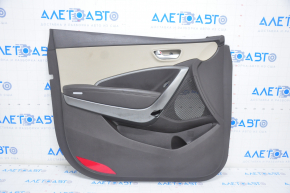 Door trim card front left Hyundai Santa FE Sport 13-18 dark brown with beige, worn