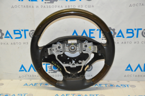 Bare steering wheel Lexus ES300h ES350 13-15 prerest, black leather, dark wood, without plug, scratches