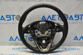 Steering wheel bare Lincoln MKZ 13-20 leather black, with wood trim glossy, worn