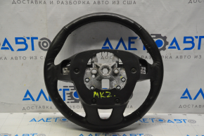Steering wheel bare Lincoln MKZ 13-20 leather black, with wood trim glossy, worn