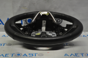 Steering wheel bare Lincoln MKZ 13-20 leather black, with wood trim glossy, worn