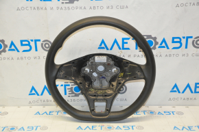 Bare steering wheel VW Jetta 19 - black rubber, dented, torn fasteners