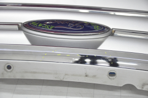 Radiator grill grill Ford Escape MK3 17-19 rest, gray, with chrome, with emblem, scratches