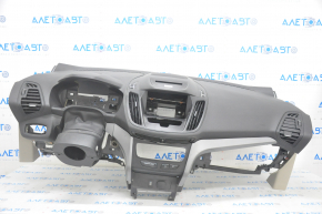 Torpedo front panel with AIRBAG Ford Escape MK3 17-19 rest, for a large monitor, black with gray inserts