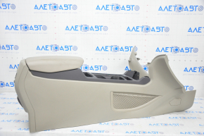 Central console armrest and cup holders Ford Escape MK3 17- gray, leather, scratches