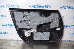 Door trim card front right Nissan Leaf 13-17 black with black insert leather, armrest cloth