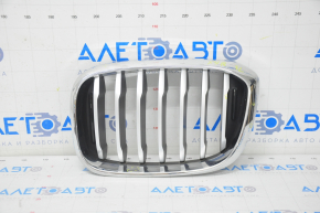Radiator grill left BMW X3 G01 18-21 nostril, chrome frame + gray grill, sand