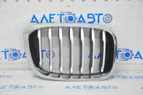 Radiator grill right BMW X3 G01 18-21 nostril, chrome frame + gray grill, sand