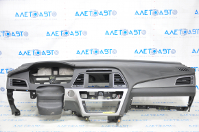 Dashboard front panel without AIRBAG Hyundai Sonata 15-17 black, cracked