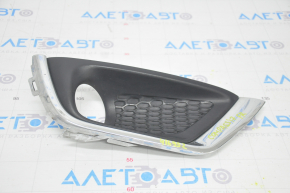 Right bumper grille Jeep Compass 17-21 with molding chrome, under fog lights, sand