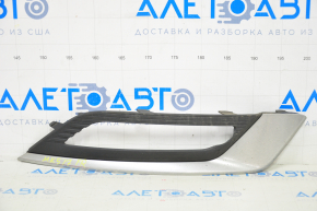 Front bumper grille right Ford Fusion mk5 17-18 under fog lights halogen matte, with molding, broken fasteners, broken, sand, painted molding