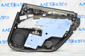 Door trim card rear left Ford Fusion mk5 17-20 black with black insert leather, armrest leather, molding gray