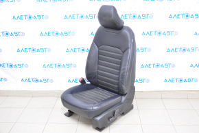 Driver's seat Ford Fusion mk5 17-20 without airbag, electric, leather black + cloth, cracked leather, forward-backward motor does not work