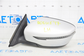 Side mirror left Nissan Rogue 17-20 7 pins, silver, heated, turn signal
