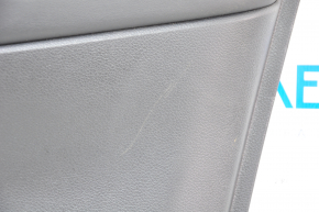 Door trim card front right Nissan Rogue 17-20 black with black insert plastic, molding black gloss, armrest leather, scratches