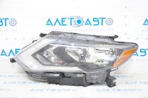 Headlight front left Nissan Rogue 17- halogen, with mount, water damage