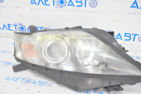 Headlight front right bare Lexus RX350 RX450h 10-12 dorest halogen, for polishing, crack in mount