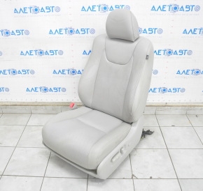 Driver's seat Lexus RX350 RX450h 10-15 without airbag, electric, gray leather, heating, ventilation, lower part is re-upholstered, cracks in leather, tear, glove compartment does not close
