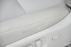 Driver's seat Lexus RX350 RX450h 10-15 without airbag, electric, gray leather, heating, ventilation, lower part is re-upholstered, cracks in leather, tear, glove compartment does not close