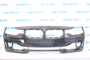 Bare front bumper BMW 3 F30 12-15 without parking sensors, under washers, blue, worn