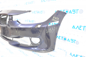 Bare front bumper BMW 3 F30 12-15 without parking sensors, under washers, blue, worn