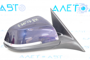 Right side mirror BMW 3 F30 4d 13-18 usa 5 pins, matt mount, turn signal, blue