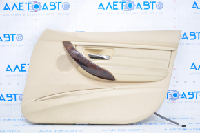Door trim card front right BMW 3 F30 12-18 beige leather with backlight, type 1, scratches, handle coating defect