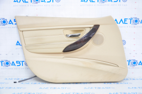 Door trim card front left BMW 3 F30 12-18 beige leather with backlight, type 1, handle coating defect