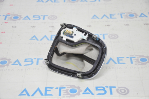 Jeep Compass 17 shifter pad - black leather, chrome trim