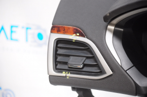 Torpedo front panel without AIRBAG Lincoln MKZ 13-20 black, wood inserts, crack on air duct, scratches, chip
