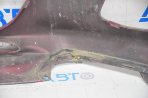 Front bumper bare Ford Fusion mk5 13-16 without parking sensors, red, broken fastener, soldered, broken honeycombs