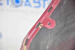 Front bumper bare Ford Fusion mk5 13-16 without parking sensors, red, broken fastener, soldered, broken honeycombs