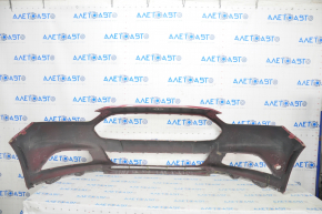 Front bumper bare Ford Fusion mk5 13-16 without parking sensors, red, broken fastener, soldered, broken honeycombs