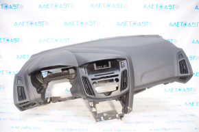 Torpedo front panel without AIRBAG Ford Focus mk3 15-18 rest, black, broken glove compartment bar, crack on trim