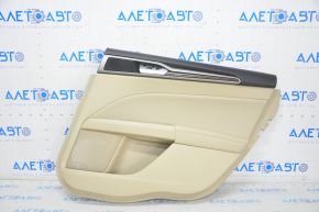 Door trim card rear right Ford Fusion mk5 13-16 beige, wood insert, scratches, plastic turned white