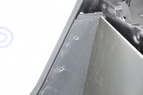 Central console armrest and cup holders Tesla Model S 12-15 pre-restored, black leather, with carbon inserts, beige armrest, non-factory holes, scratches on leather, broken guide