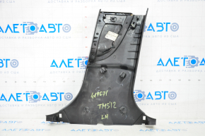 Center pillar trim lower left Tesla Model S 12-20 black, with beige insert, scratches, broken guide