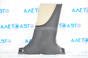 Center pillar trim lower right Tesla Model S 12-20 black, with beige insert, scratches, broken guide