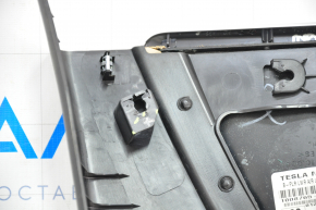 Center pillar trim lower right Tesla Model S 12-20 black, with beige insert, scratches, broken guide