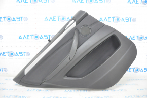 Door trim card rear left BMW X5 E70 07-13 with curtain black, wood insert, tears, peeled plastic handle, cracked fastener