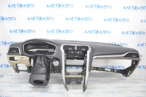 Torpedo front panel with AIRBAG Ford Fusion mk5 13-20 black+beige, wood inserts