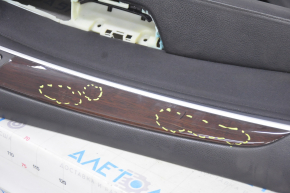Door trim card front left BMW X5 E70 07-13 black, wood insert, cracks on insert, tear, broken fastener